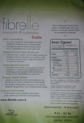 FİBRELLE - Fibrelle 2,5kg Duble Mix Prebiyotik Lifli Tatlandırıcı (1)